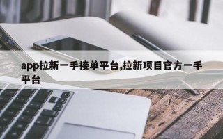 app拉新一手接单平台,拉新项目官方一手平台